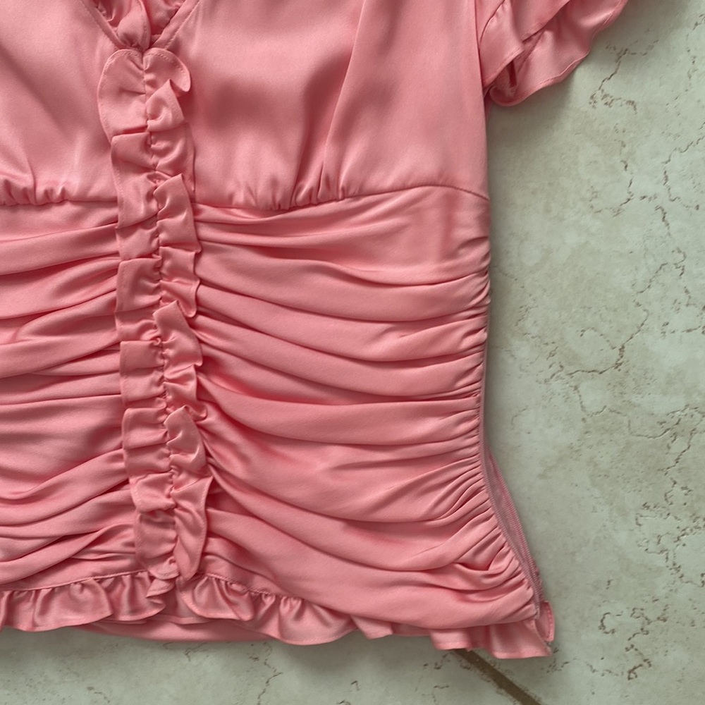 Antonio Melani Silk Spandex Small Pink ruffle blouse - Picture 5 of 7